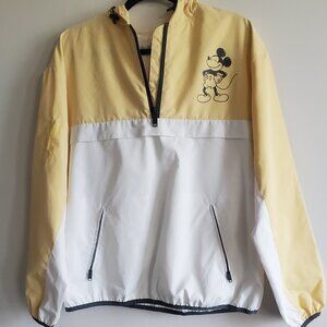 Disney Parks Mickey Mouse Yellow Windbreaker Jacket Hoodie XS